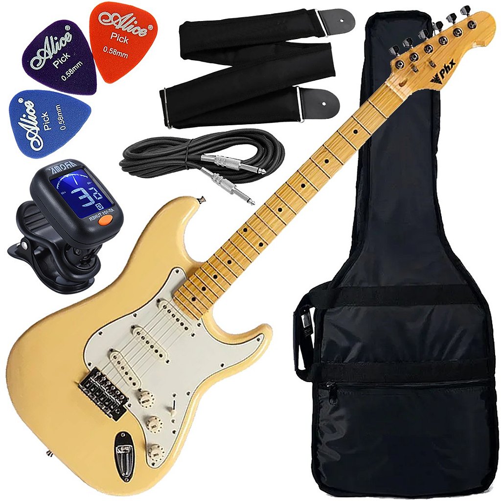 Kit Guitarra Elétrica Phx St-2 Stratocaster Vintage White Creme (CH) GX01
