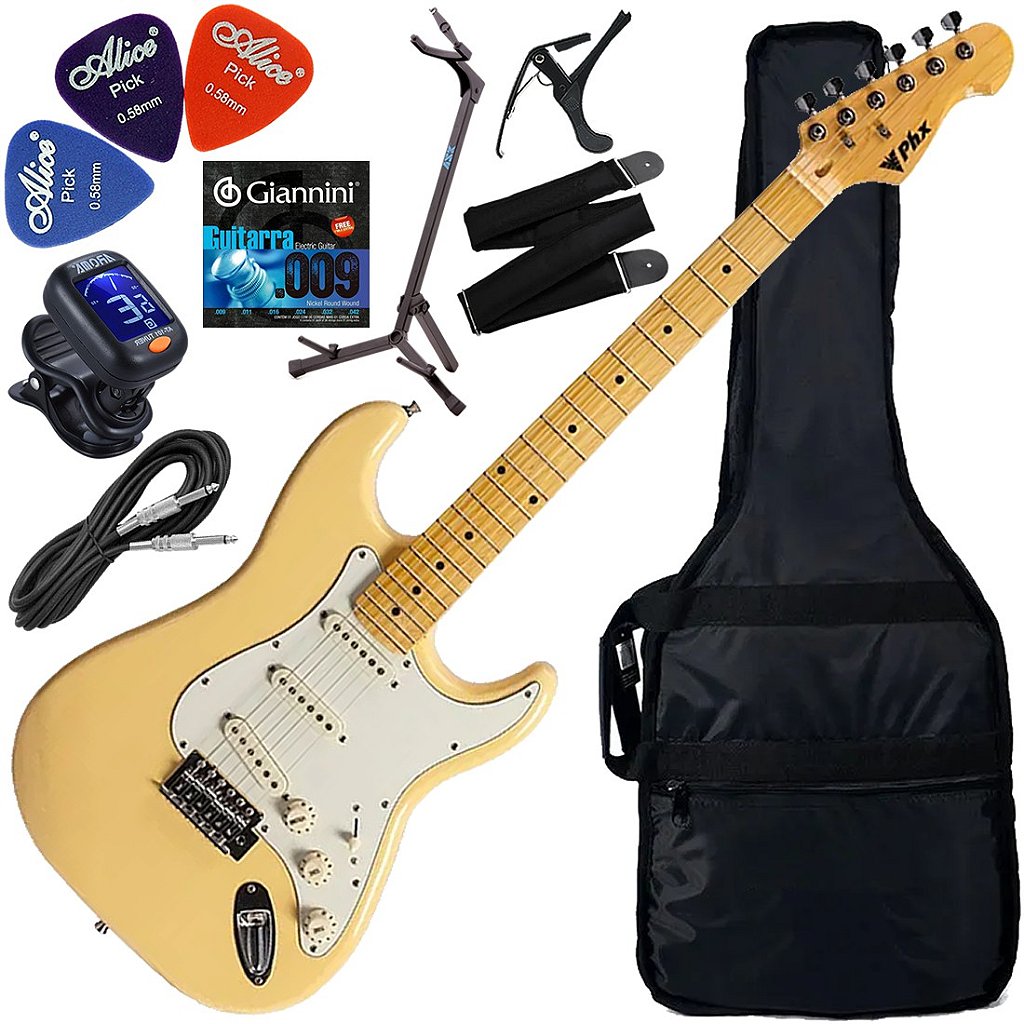 Kit Guitarra Elétrica Phx St-2 Stratocaster Vintage White Creme (CH) GX02