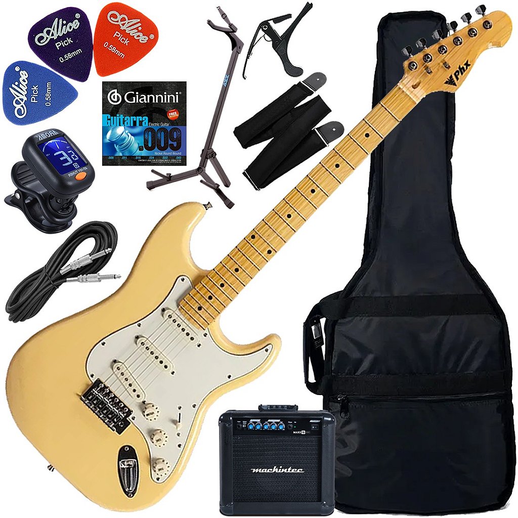 Kit Guitarra Elétrica Phx St-2 Stratocaster Vintage White Creme (CH) GX03