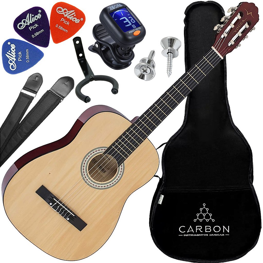 Kit Violão Clássico Acústico Cordas Nylon Vogga VCA103N Natural VX04