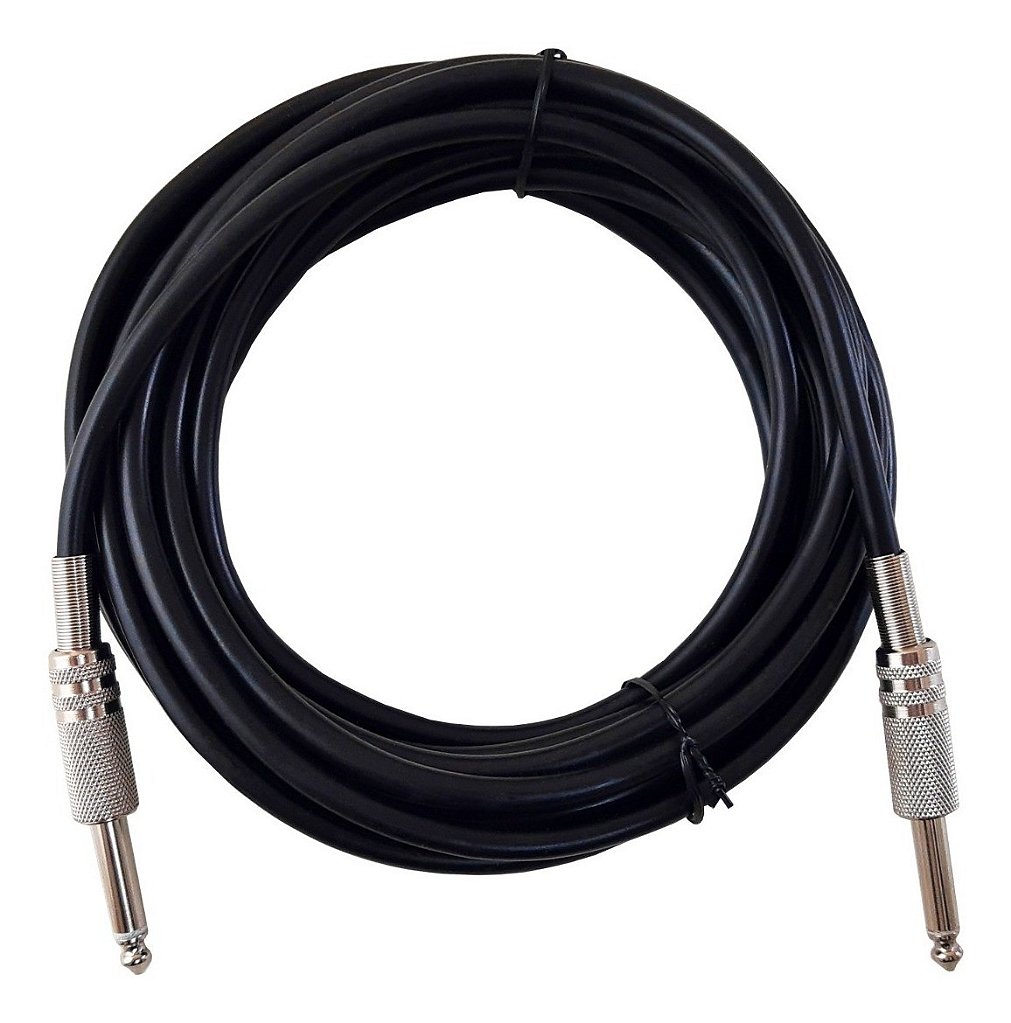 Cabo Guitarra Violão Preto P10 X P10 Mono 3 Metros