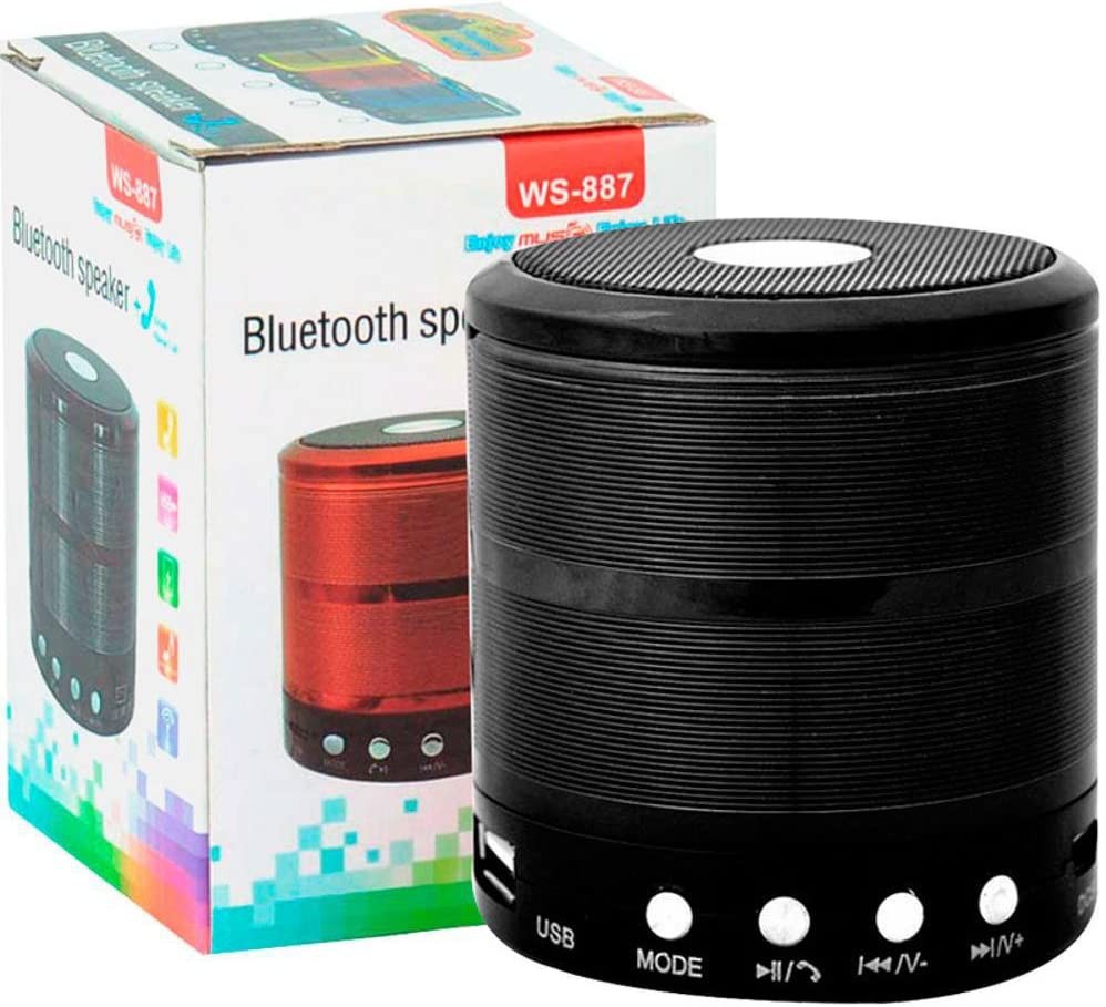 Caixa de Som Mini Speaker Bluetooth Usb Speaker Ws-887 PRETO