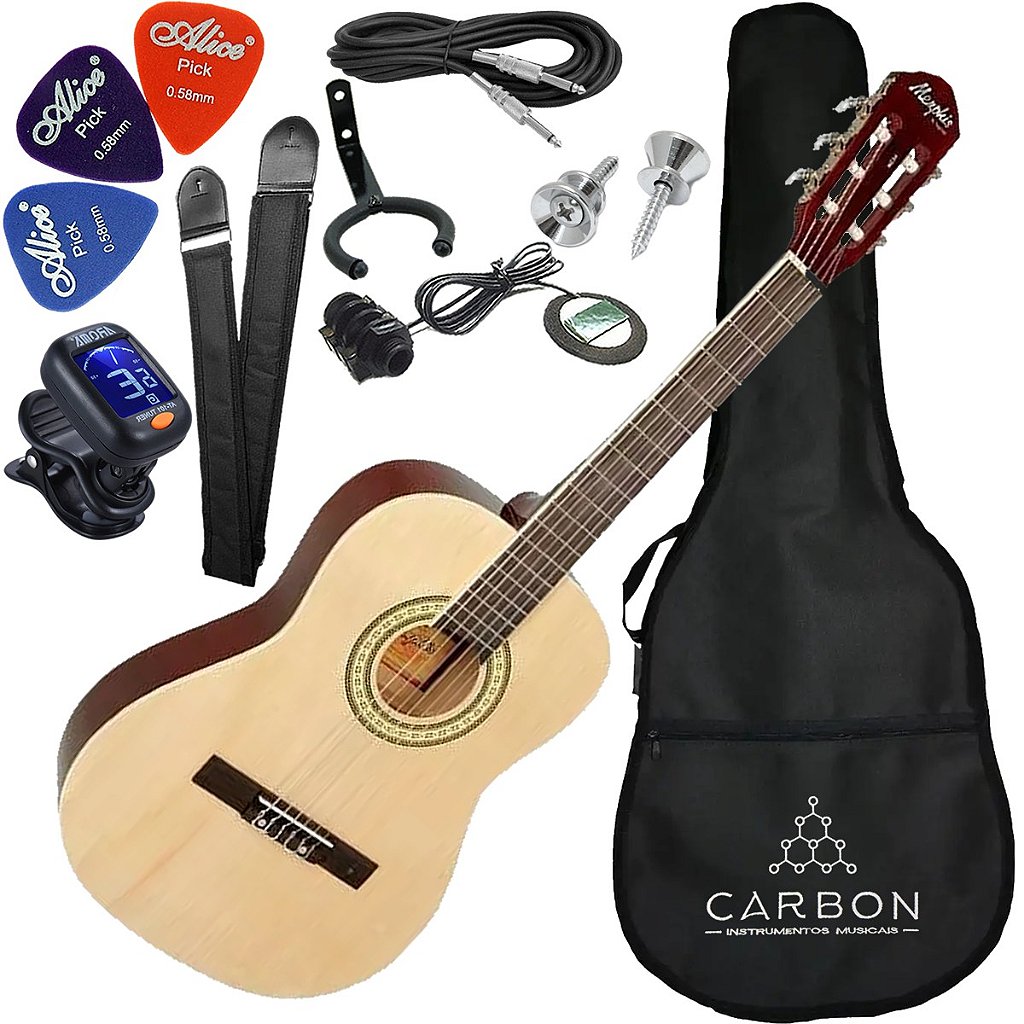 Kit Violão Tagima Memphis Nylon Ac-34 Natural Brilhante + Vx07
