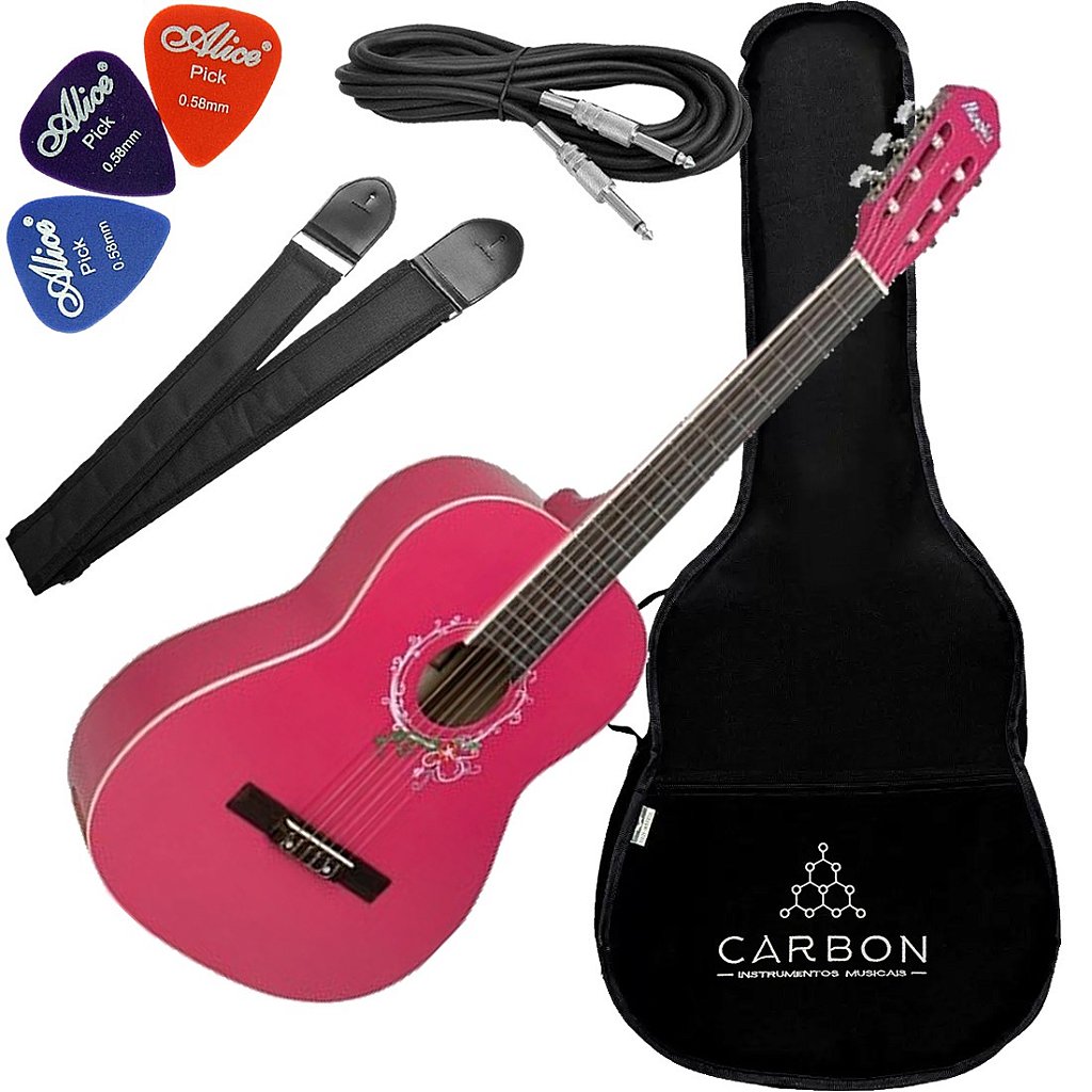 Violao Tagima Acustico Nylon Ac39Apk Azalea Pink Memphis  + Vx01