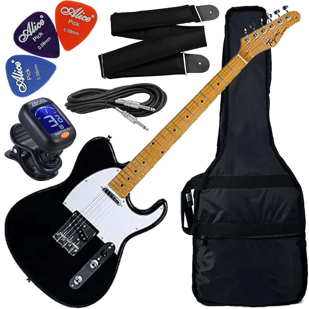 Kit Guitarra Tagima Telecaster Tw55 Bk Preta Woodstock GX01
