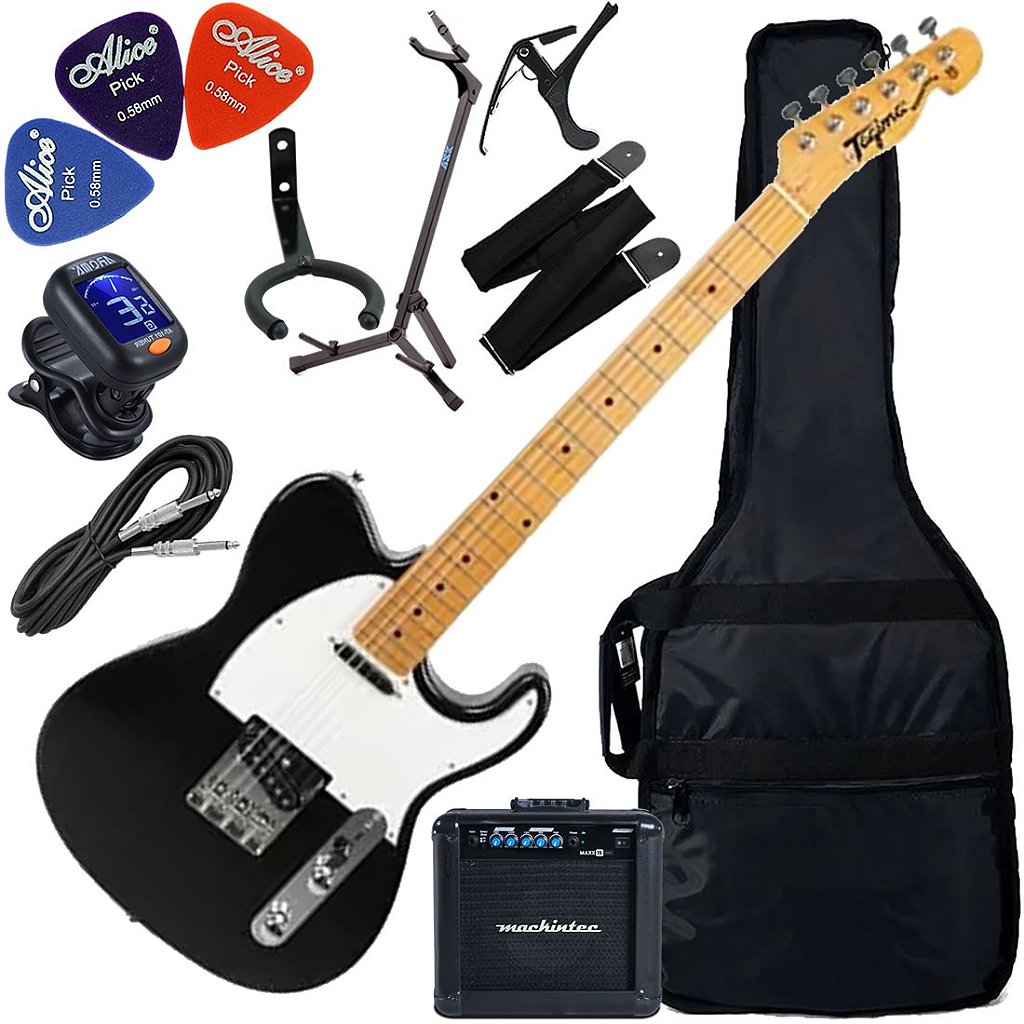 Kit Guitarra Tagima Telecaster Tw55 Bk Preta Woodstock GX03