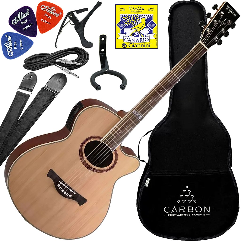 Kit Violão Eletroacústico Tagima Dallas Tuner Natural Fosco Vx02