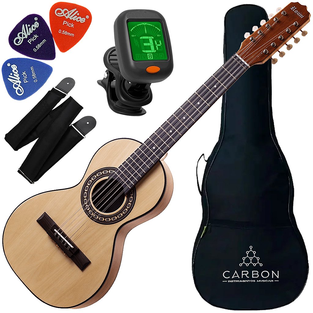 Kit Viola Caipira Ponteio Rozini Rv151 Natural Fosco C/ Acessórios