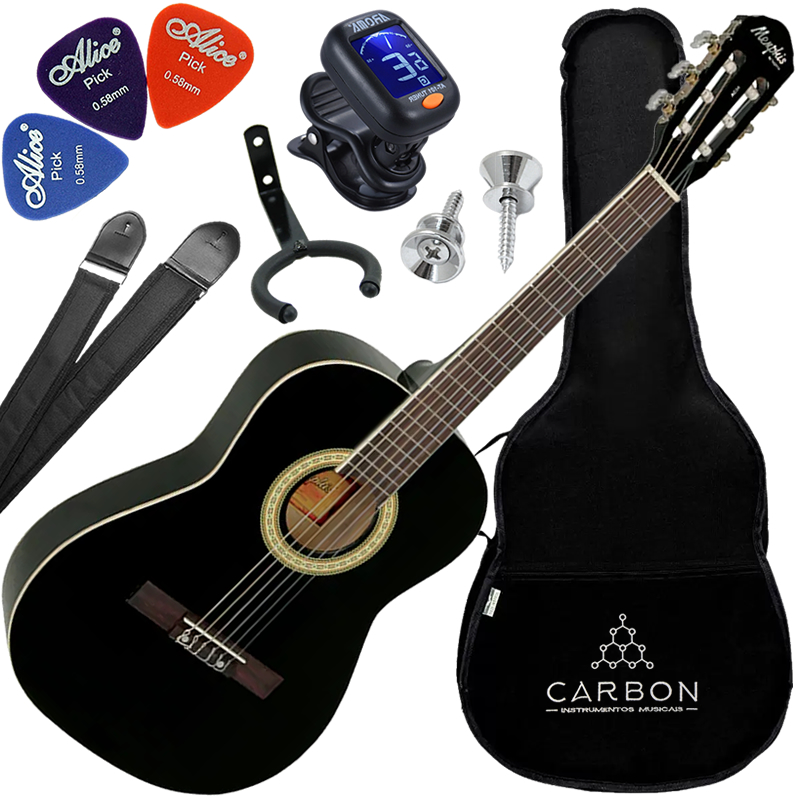 Kit Violão Acústico 3/4 Tagima Memphis AC-34 Nylon Preto VX04
