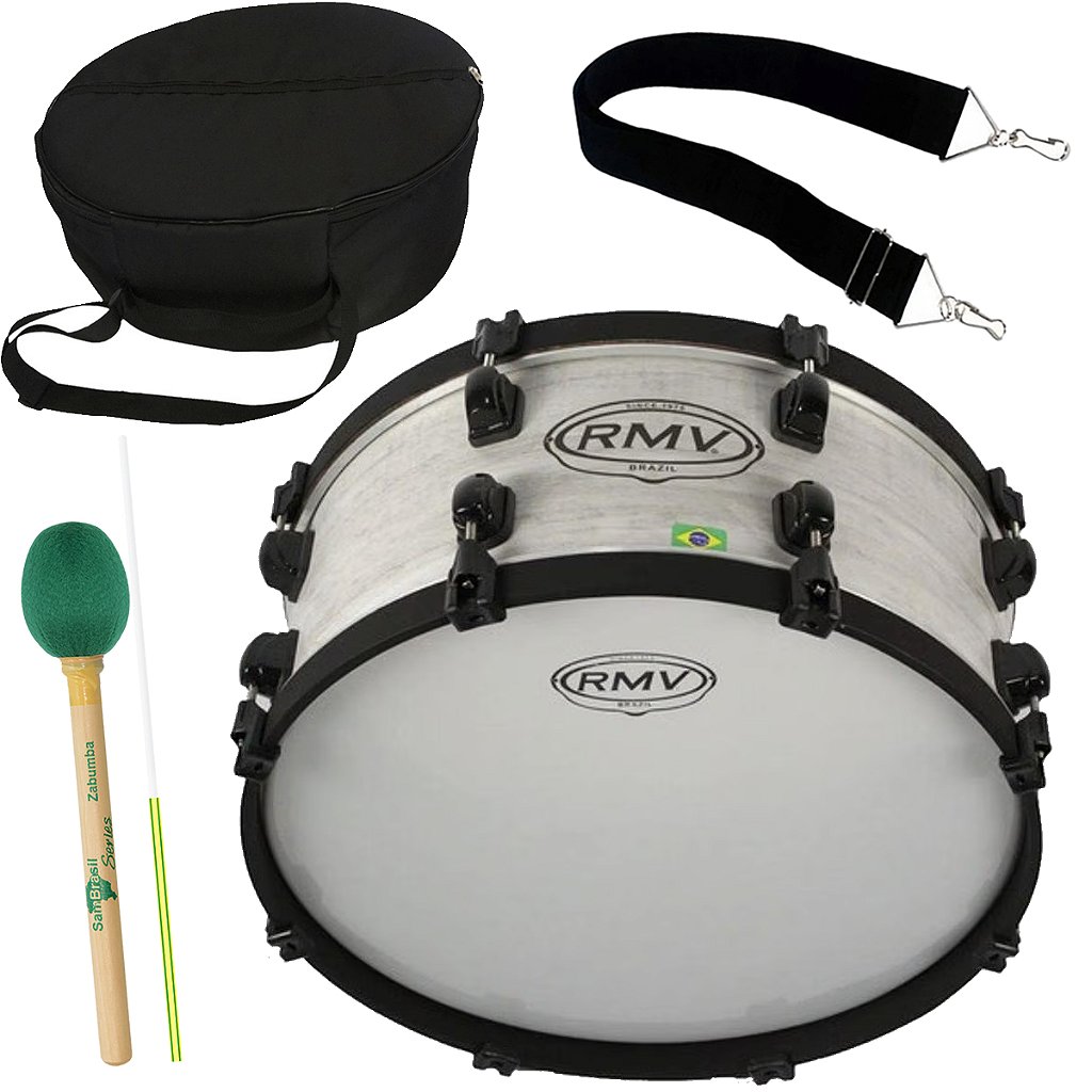 Kit Zabumba Rmv Fiber Bianco 18 Polegadas C/ Capa + Acessórios