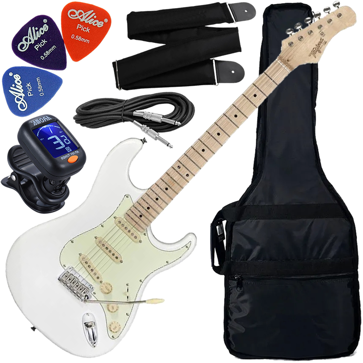 Kit Guitarra Elétrica Strato Tagima T635 Classic Wh Lf/Mg Branco Gx01