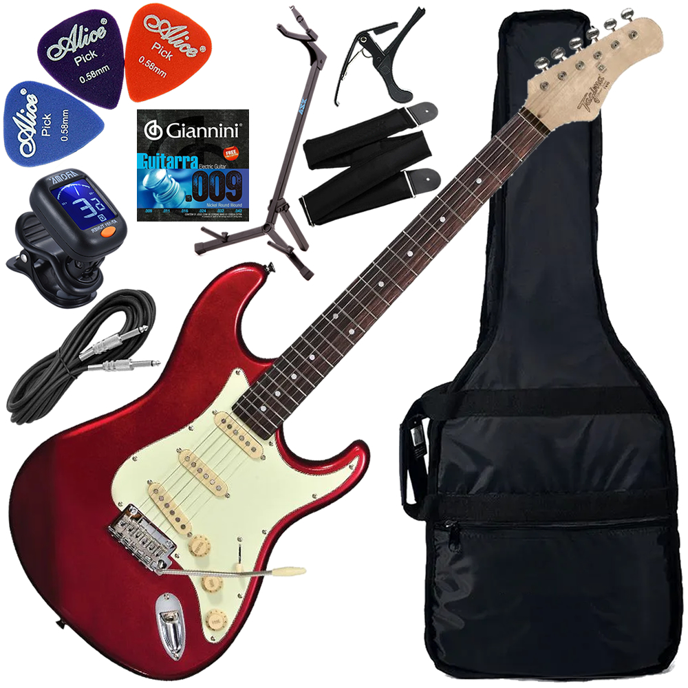 Kit Guitarra Elétrica Strato Tagima T635 Classic Vermelho Metálico MR Gx02