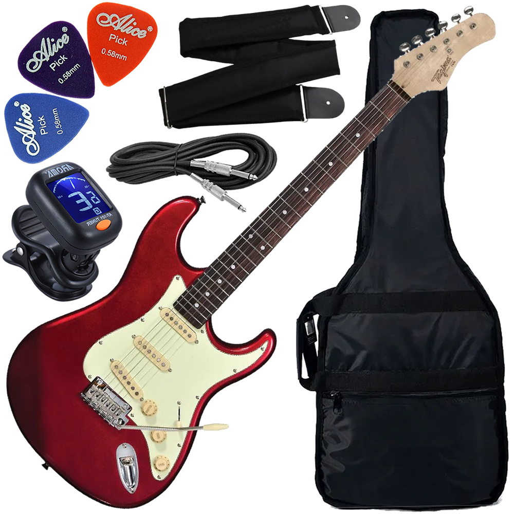 Kit Guitarra Elétrica Strato Tagima T635 Classic Vermelho Metálico MR Gx01