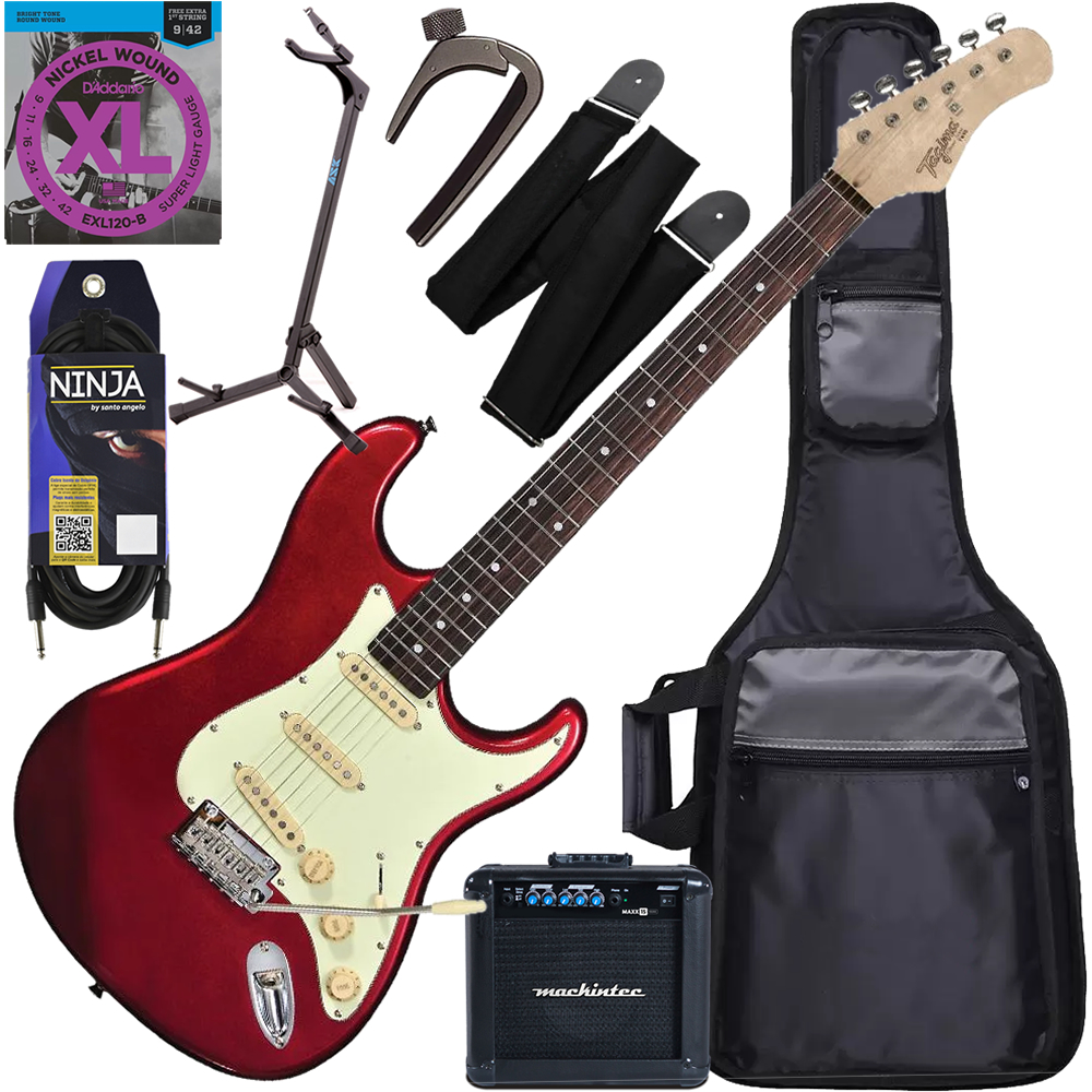 Kit Guitarra Elétrica Strato Tagima T635 Classic Vermelho Metálico MR Gx04