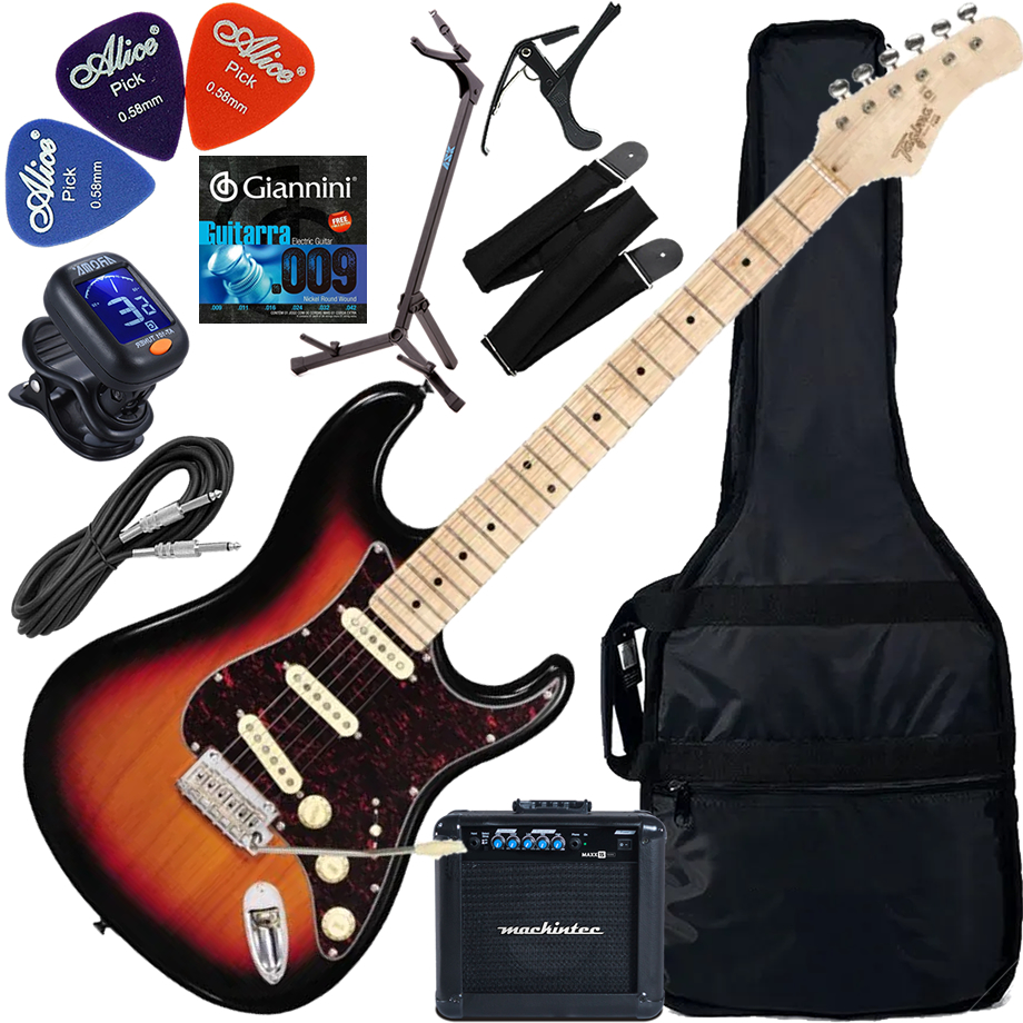 Kit Guitarra Elétrica Strato Tagima T635 Classic Sb/Tt Sunburst Gx03