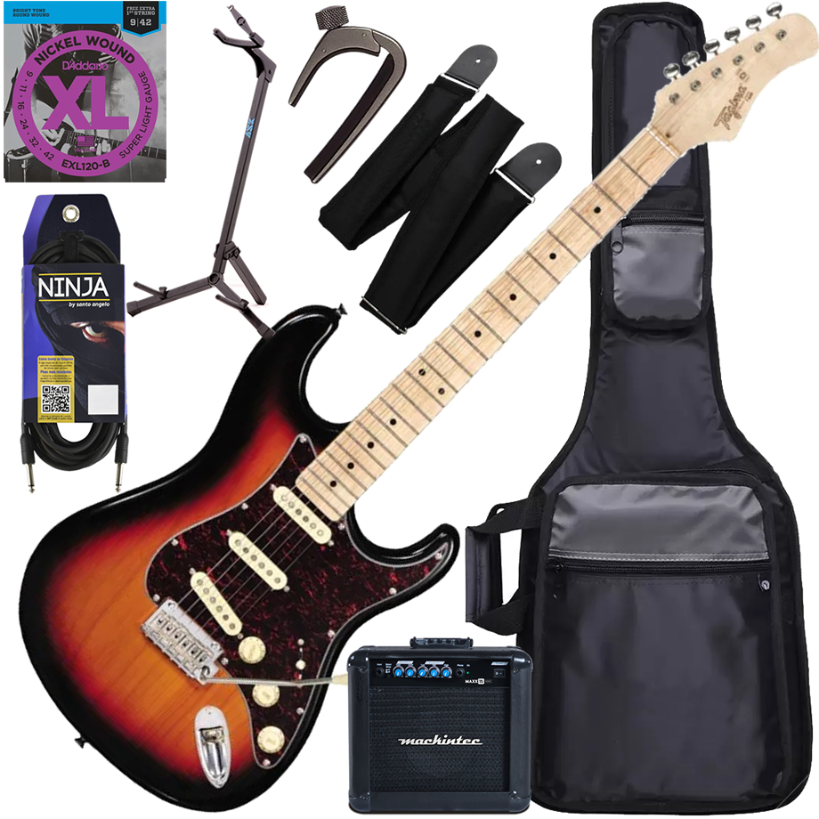 Kit Guitarra Elétrica Strato Tagima T635 Classic Sb/Tt Sunburst Gx04