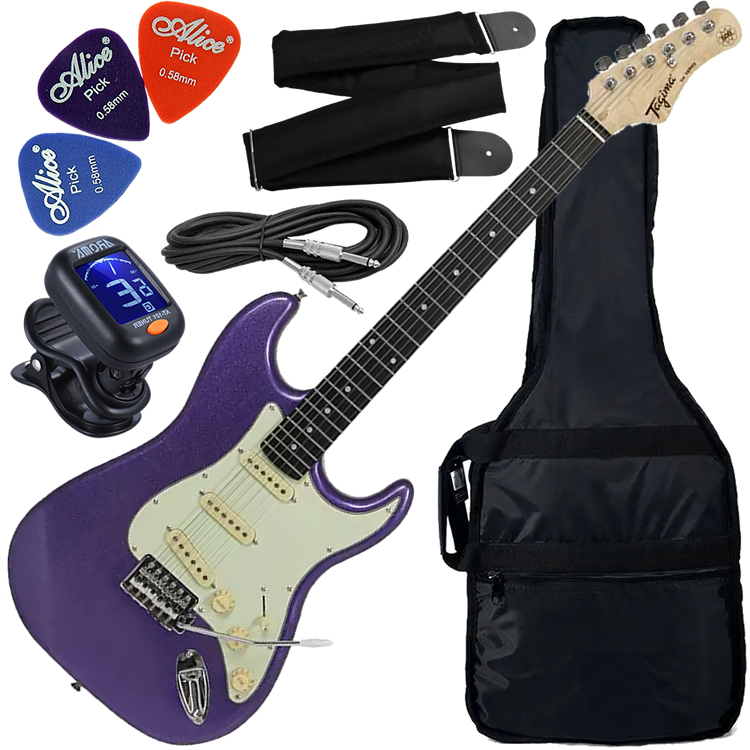 Kit Guitarra Elétrica Strato Tagima Woodstock Tg-500 Classic Roxo Metálico Gx01