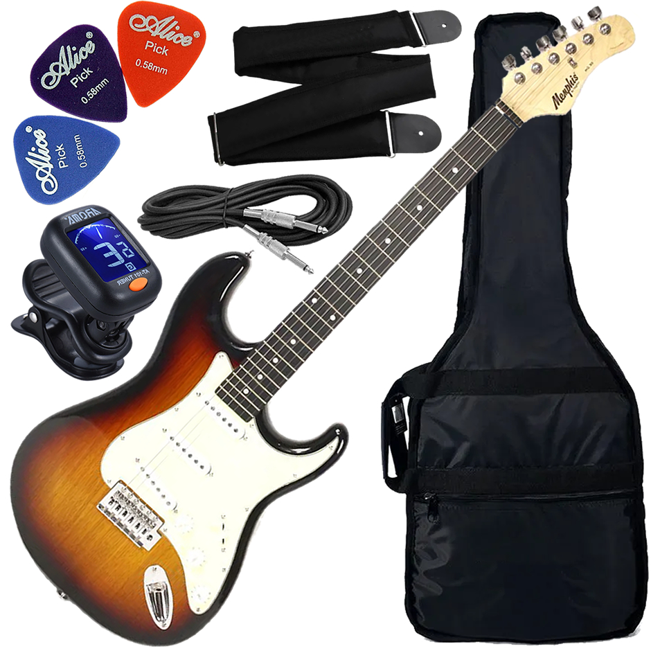 Kit Guitarra Elétrica Strato Tagima Memphis MG-30 Sunburst SB DF/MG Gx01