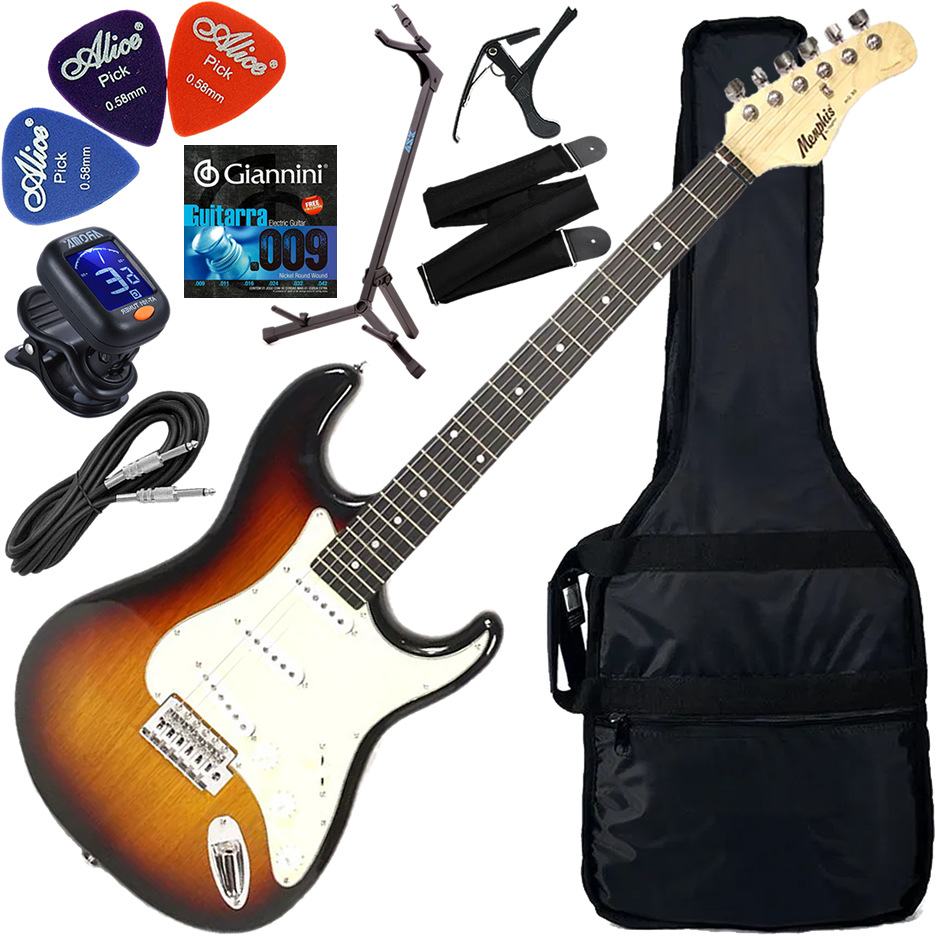 Kit Guitarra Elétrica Strato Tagima Memphis MG-30 Sunburst SB DF/MG Gx02