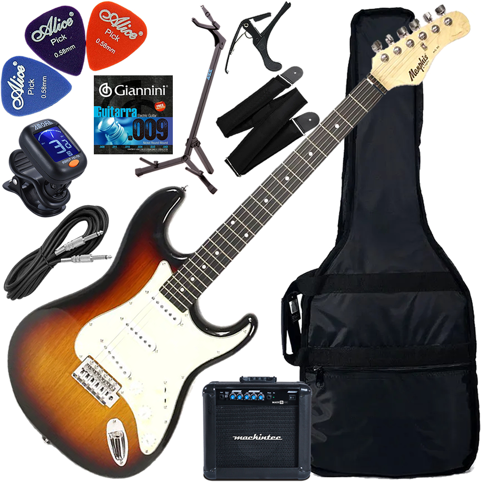 Kit Guitarra Elétrica Strato Tagima Memphis MG-30 Sunburst SB DF/MG Gx03