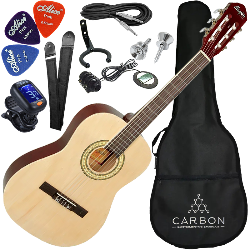 Kit Violão Elétrico Infantil 3/4 Memphis AC34 NT Nylon Vx07