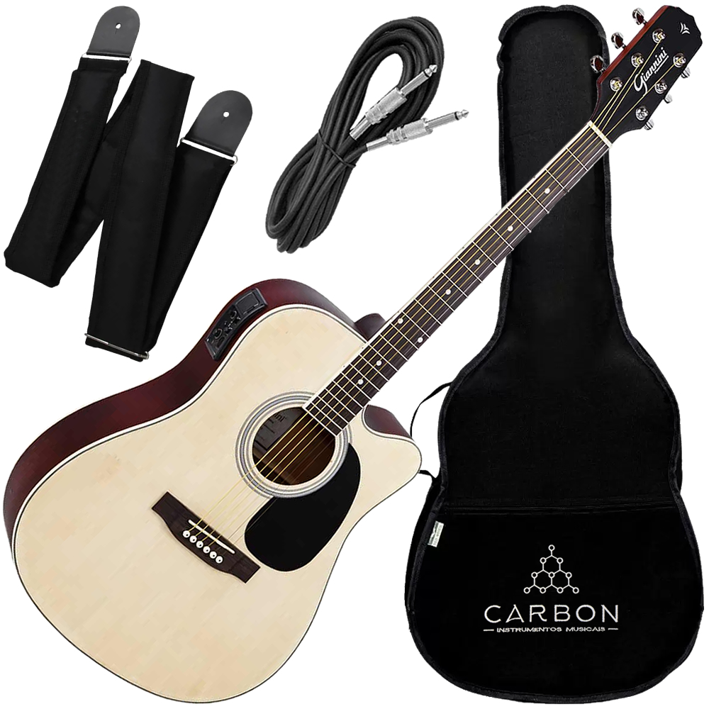 Kit Violão Elétrico Aço Giannini GDC-1 CEQ Natural Satin NS