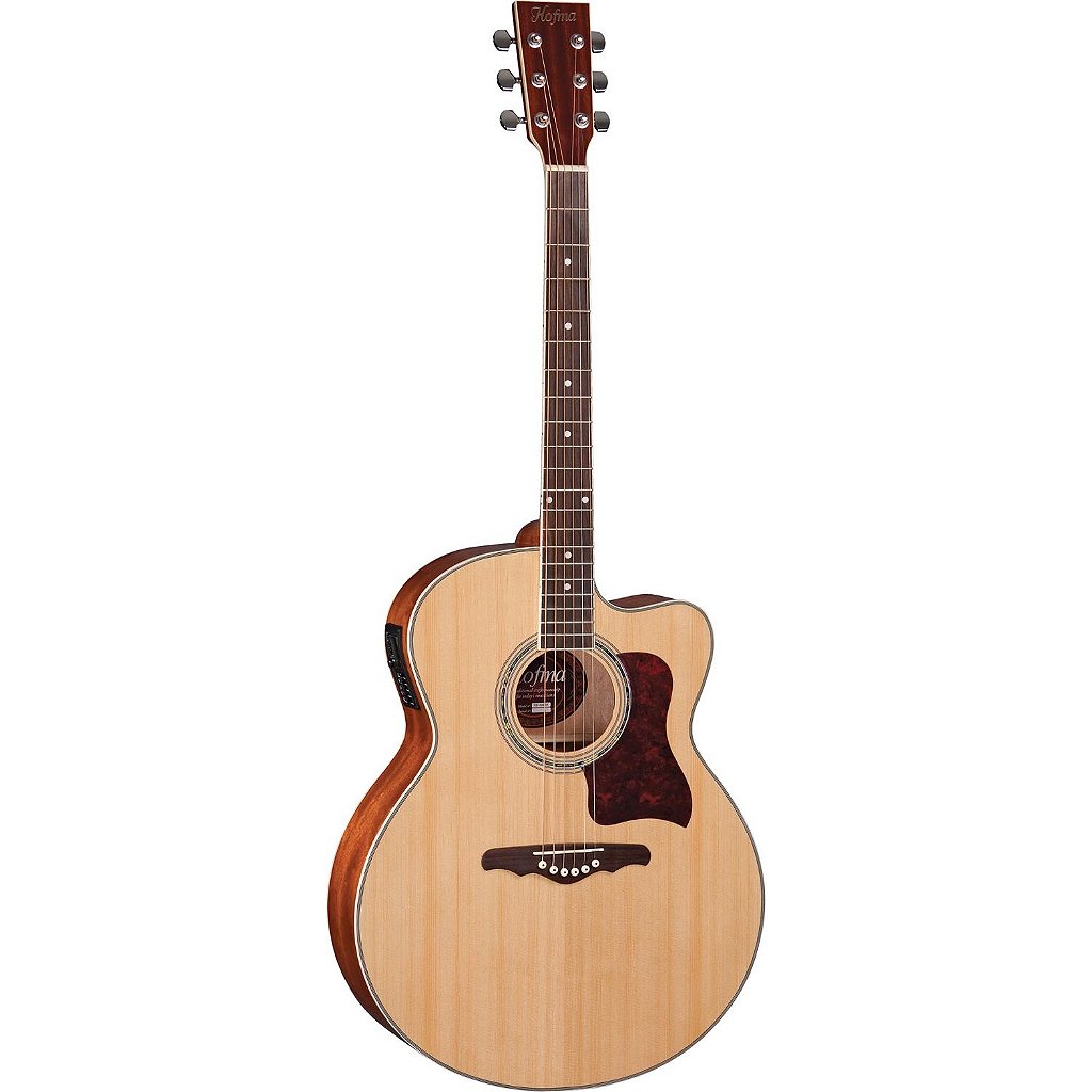 Violão Eletroacústico Cutway Jumbo Hofma HMJ223 Aço Natural Brilhante