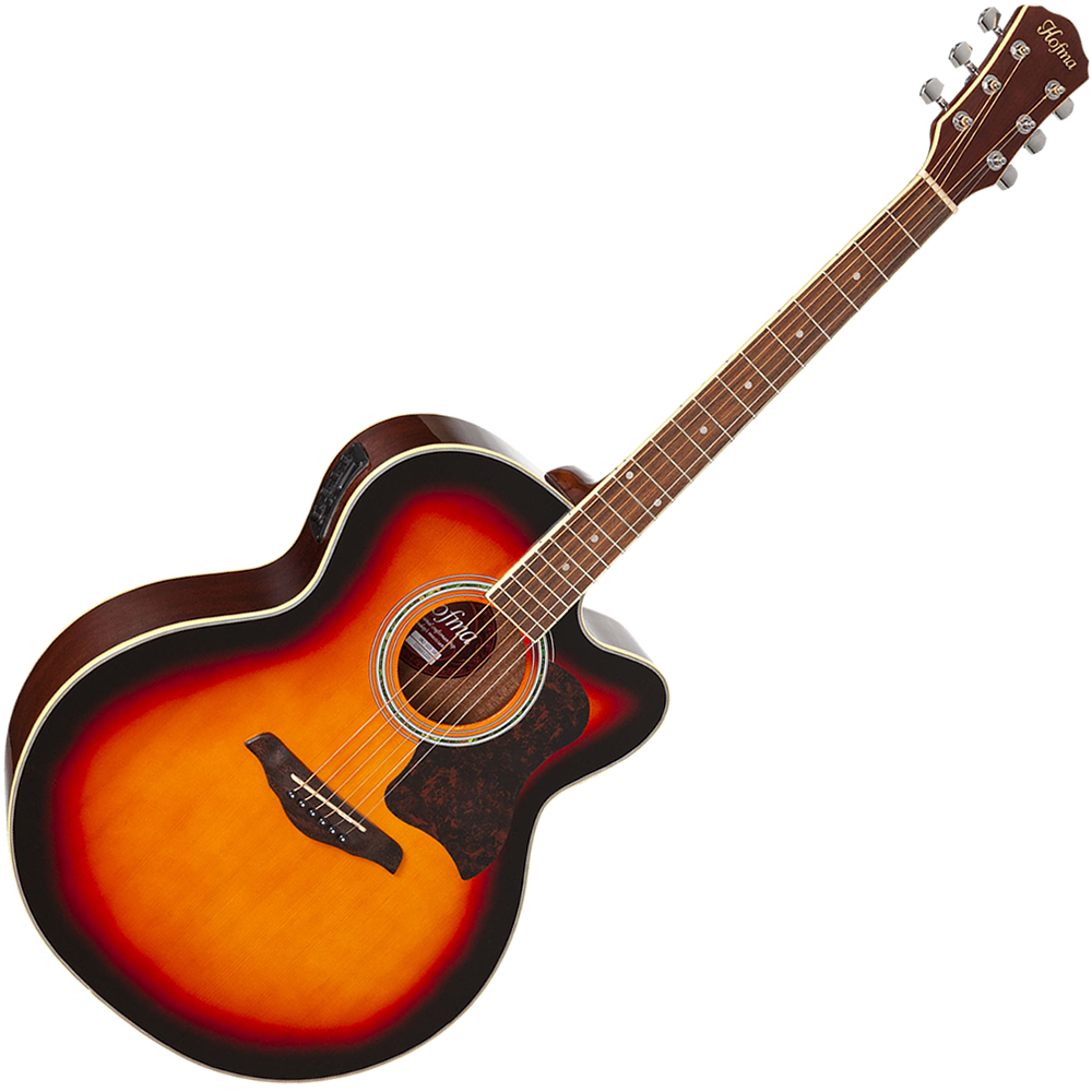 Violão Eletroacústico Cutway Jumbo Hofma HMJ223 Aço Sunburst Brilhante