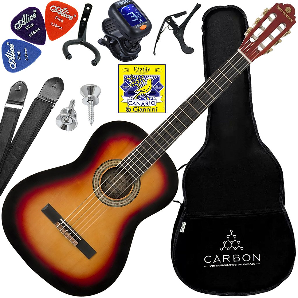 Kit Violão Acústico Harmonics GNA-111 Nylon Sunburst Vx05
