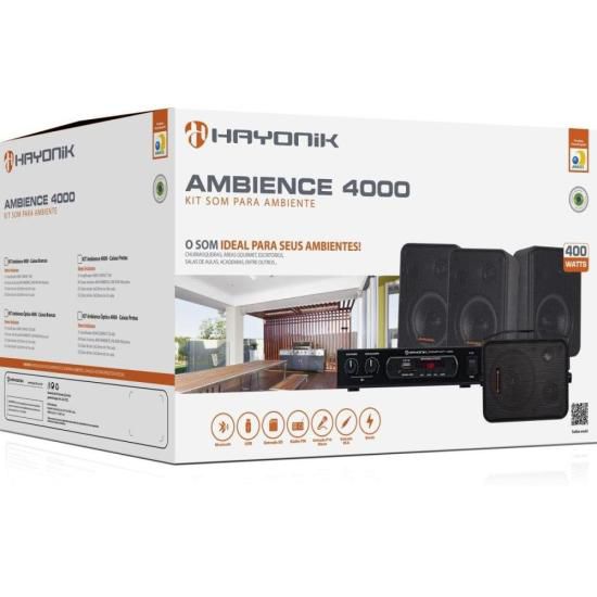 Kit Som Para Ambiente Hayonik Ambience 4000 V2 Preto
