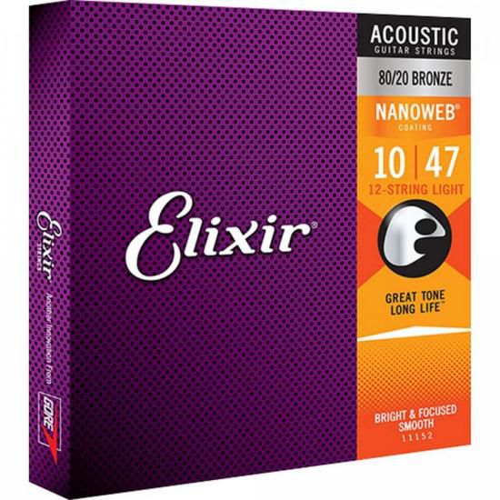 Encordoamento Para Violão .010 Light Bronze Nanoweb 11152 Elixir