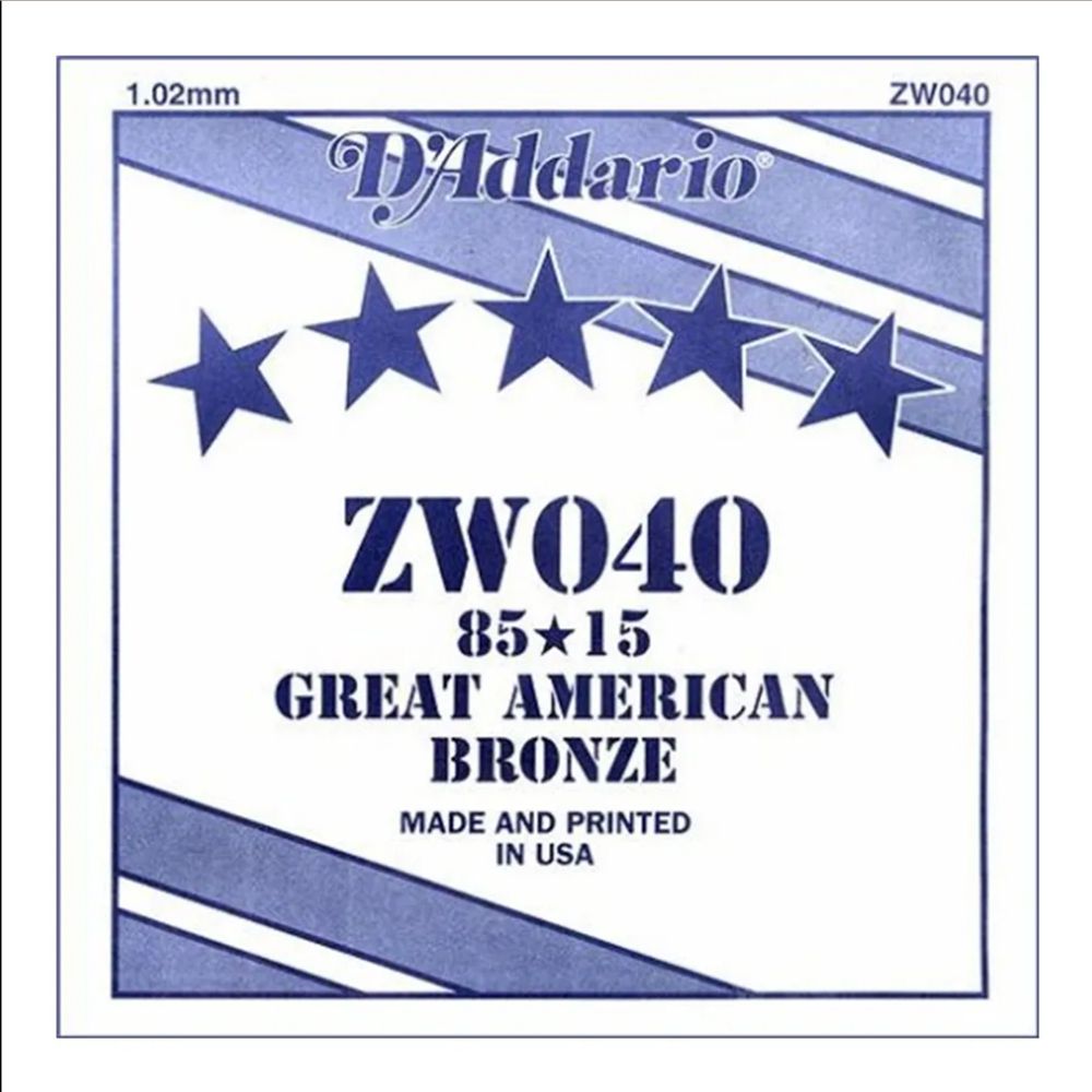 Corda Avulsa Violão Aço .040 D Addario 80/15 Bronze ZW040