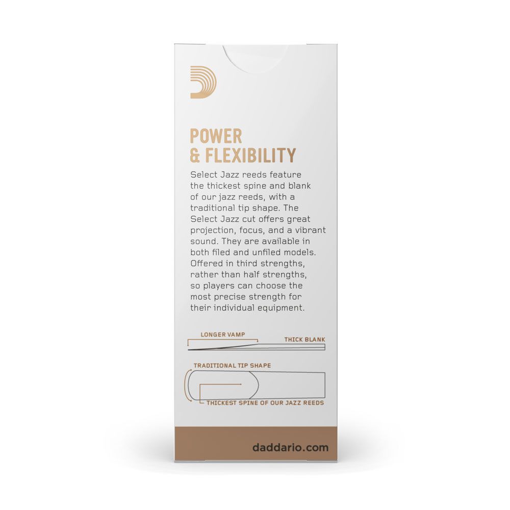 Palheta Sax Tenor 3S Unfiled (5 Peças) D Addario Select Jazz