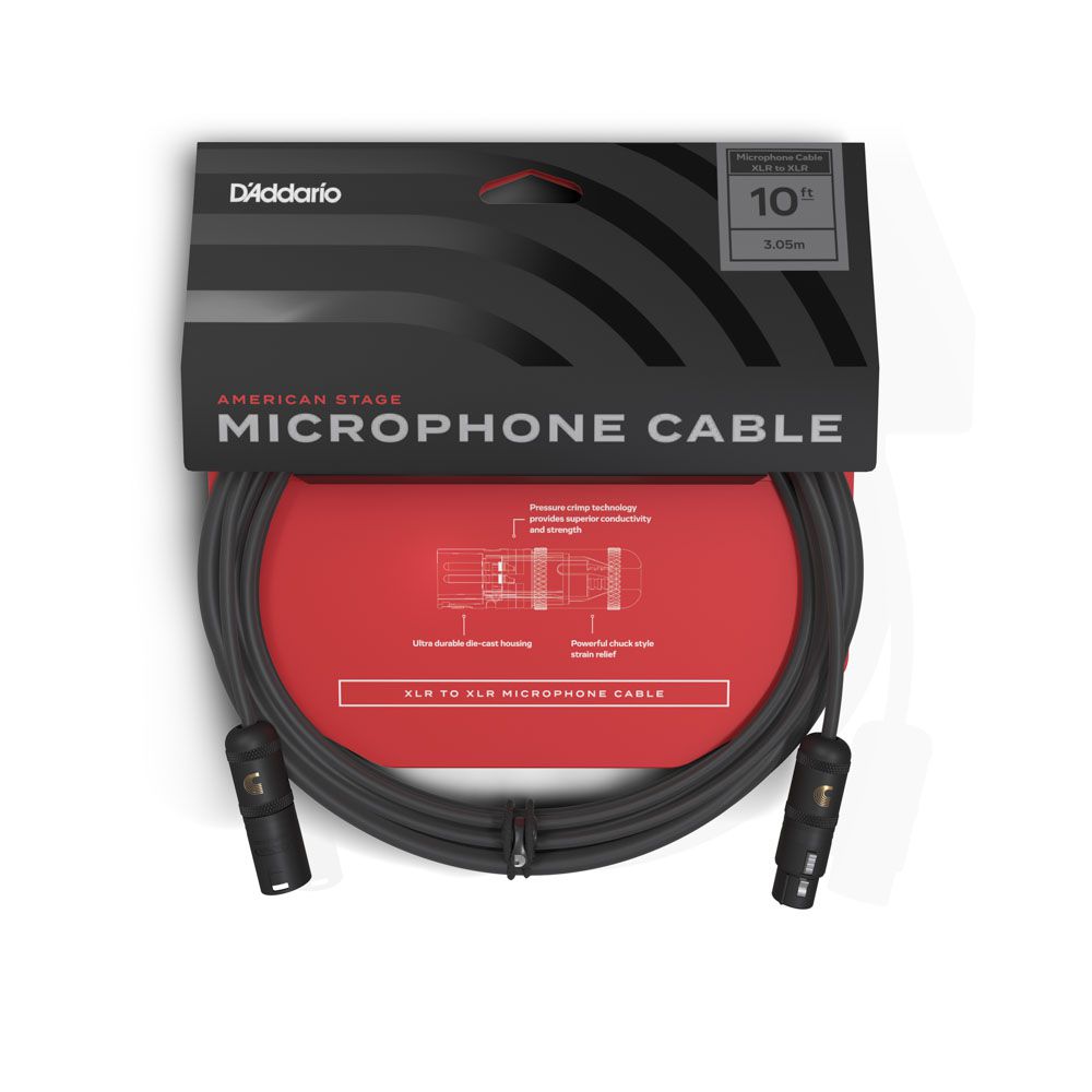 Cabo Microfone 3,05m D Addario American Stage PW-AMSM-10