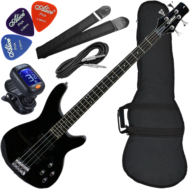Kit Contrabaixo 4 Cordas Waldman GBW-100 Preto Bx01