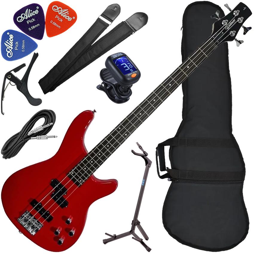 Kit Contrabaixo 4 Cordas Waldman GBW-100 RD Vermelho Bx02