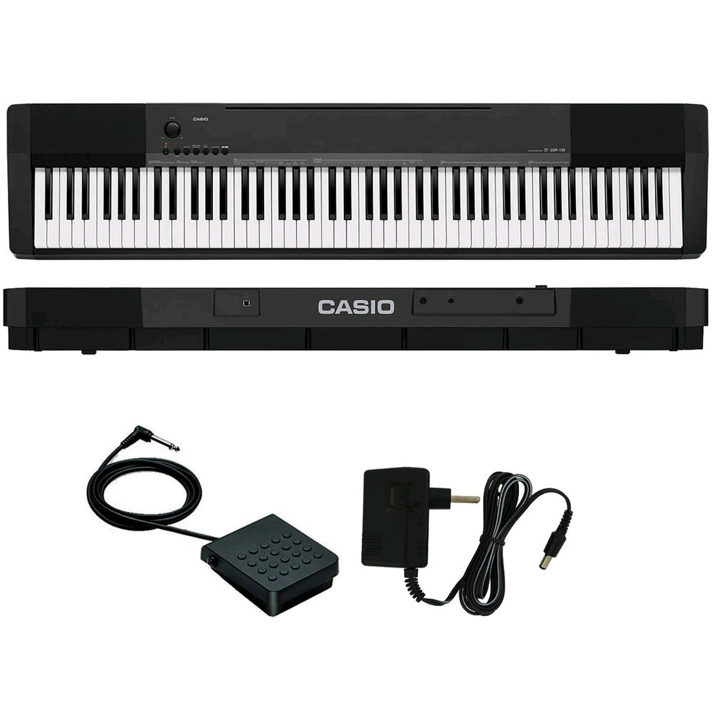 Piano Digital Casio Cdp-135 88 Teclas Preto Com Pedal Sp-3 Lançamento 2018