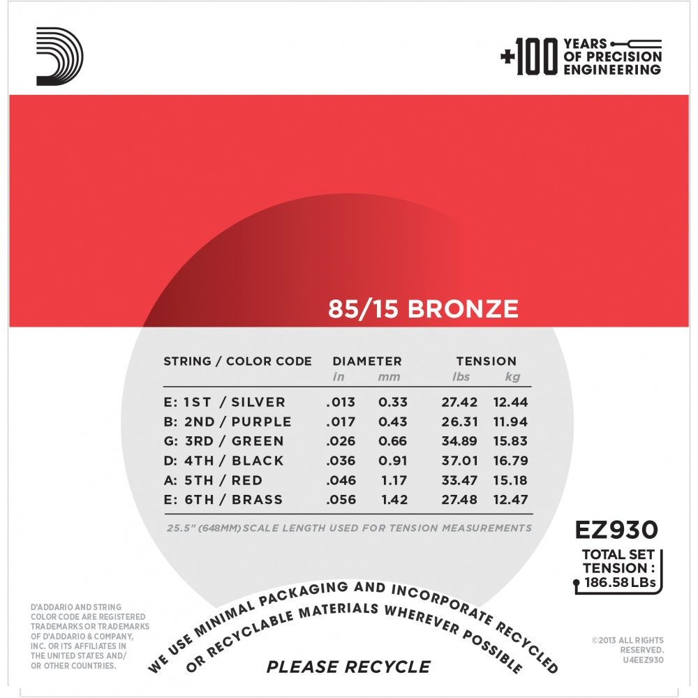 Encordoamento D'addario Violão De Aço 0,13 Ez930