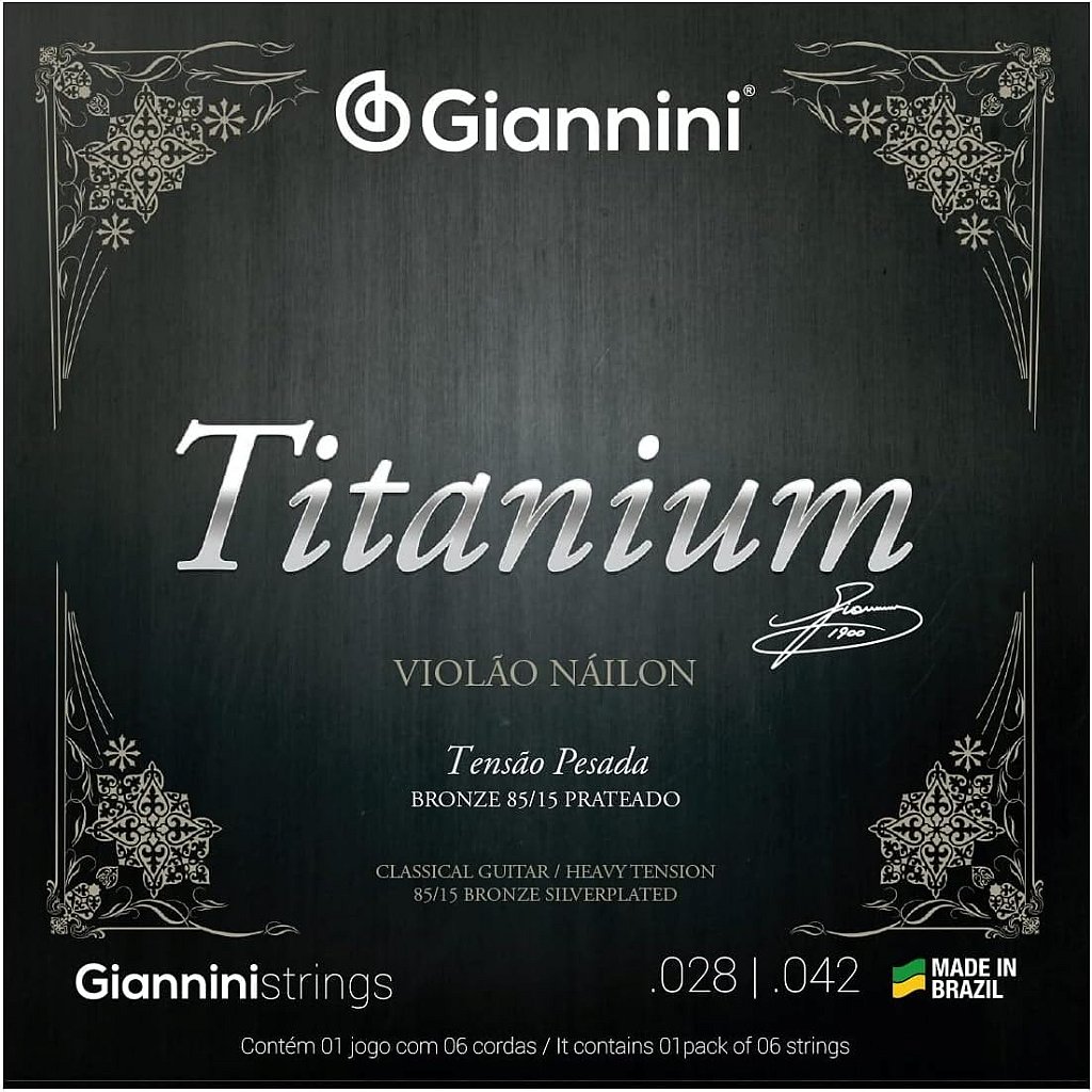 Encordoamento Giannini Violão Titanium Nylon Bronze GENWTA