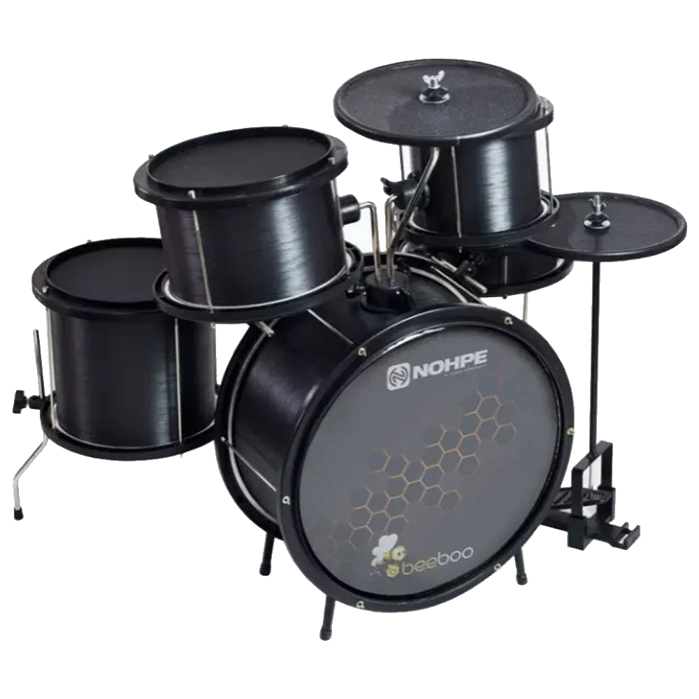 Bateria Infantil Luen Nohpe Beeboo Preto com Peles Mute 98100PT