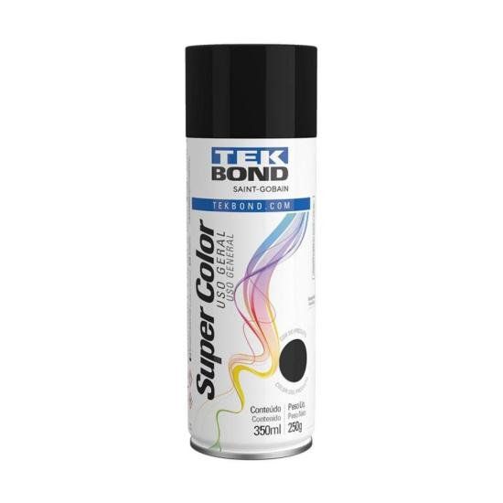 Tinta Aerossol Preto Fosco 350ml Tekbond - CX / 6