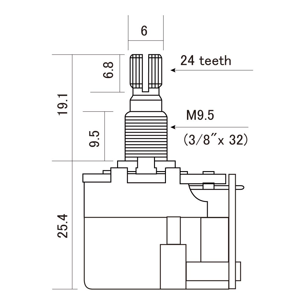 Potenciômetro A500K Push-Pull DPDT Instrumentos CTS-A500-PP