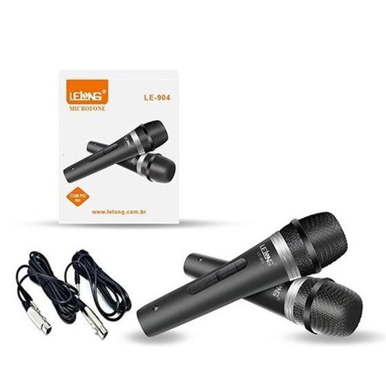 Microfone Duplo Profissional Cardioide Com Fio Lelong LE-904