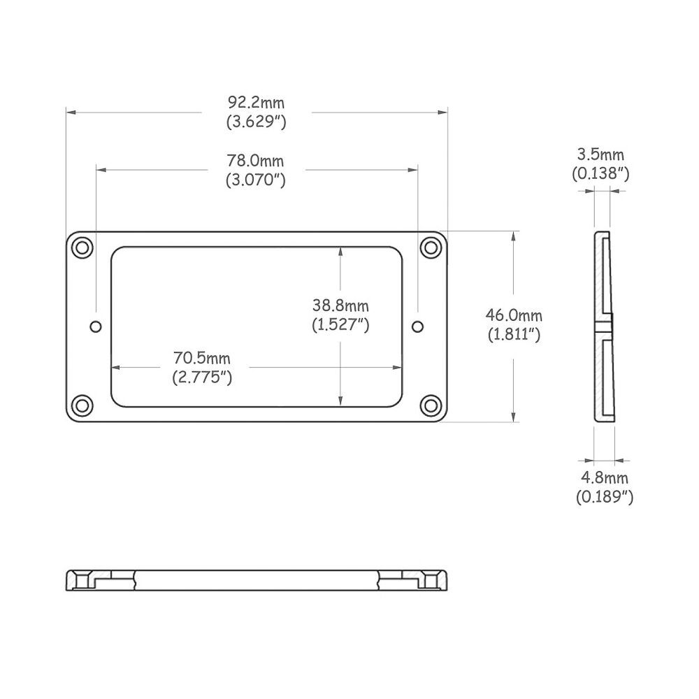Moldura Captador Humbucker Preta (2 Peças) Spirit MT30F-BLK