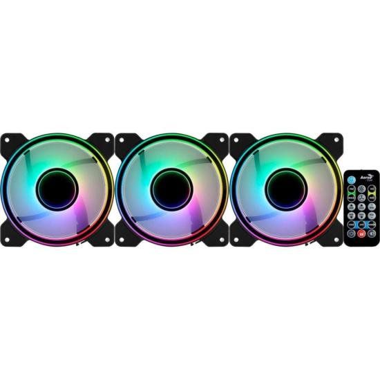 Kit 3 Coolers Aerocool Mirage 12 Pro ARGB + Hub + Controle