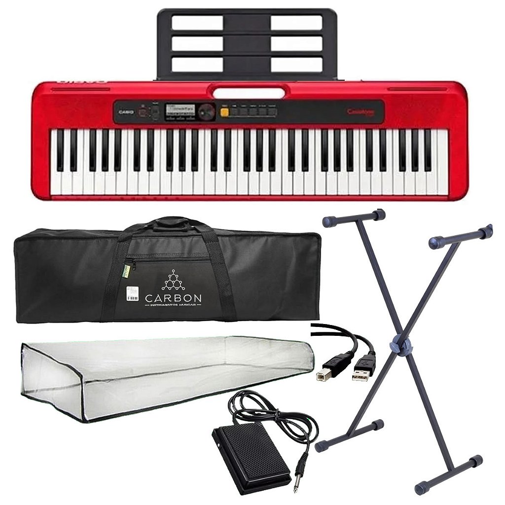 Kit Teclado Digital CASIO CT-S200 Vermelho TX02