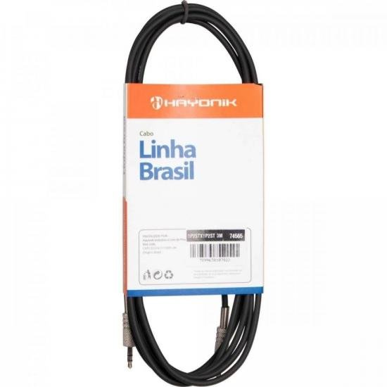 Cabo de Áudio Linha Brasil P2 Estéreo X P2 Estéreo 3M Preto HAYONIK