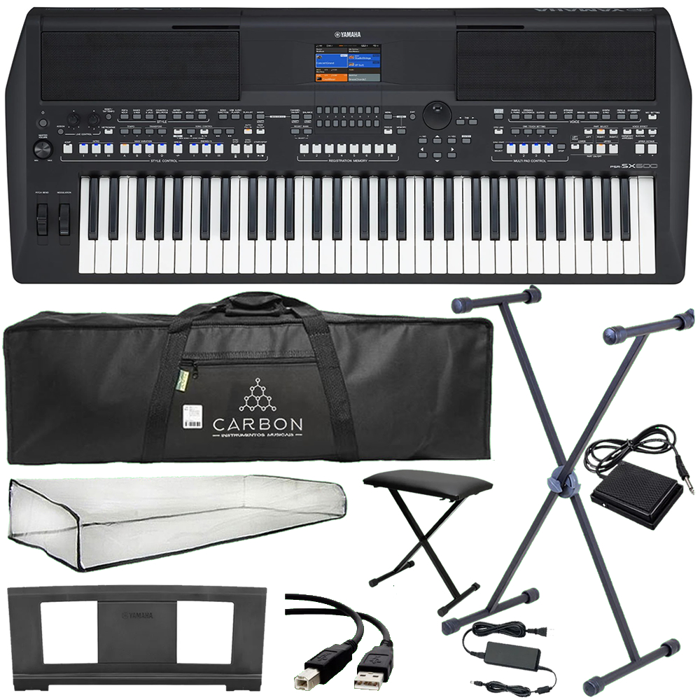 Kit Teclado Arranjador Yamaha PSR-SX600 Interface Áudio/Gravação Tx03