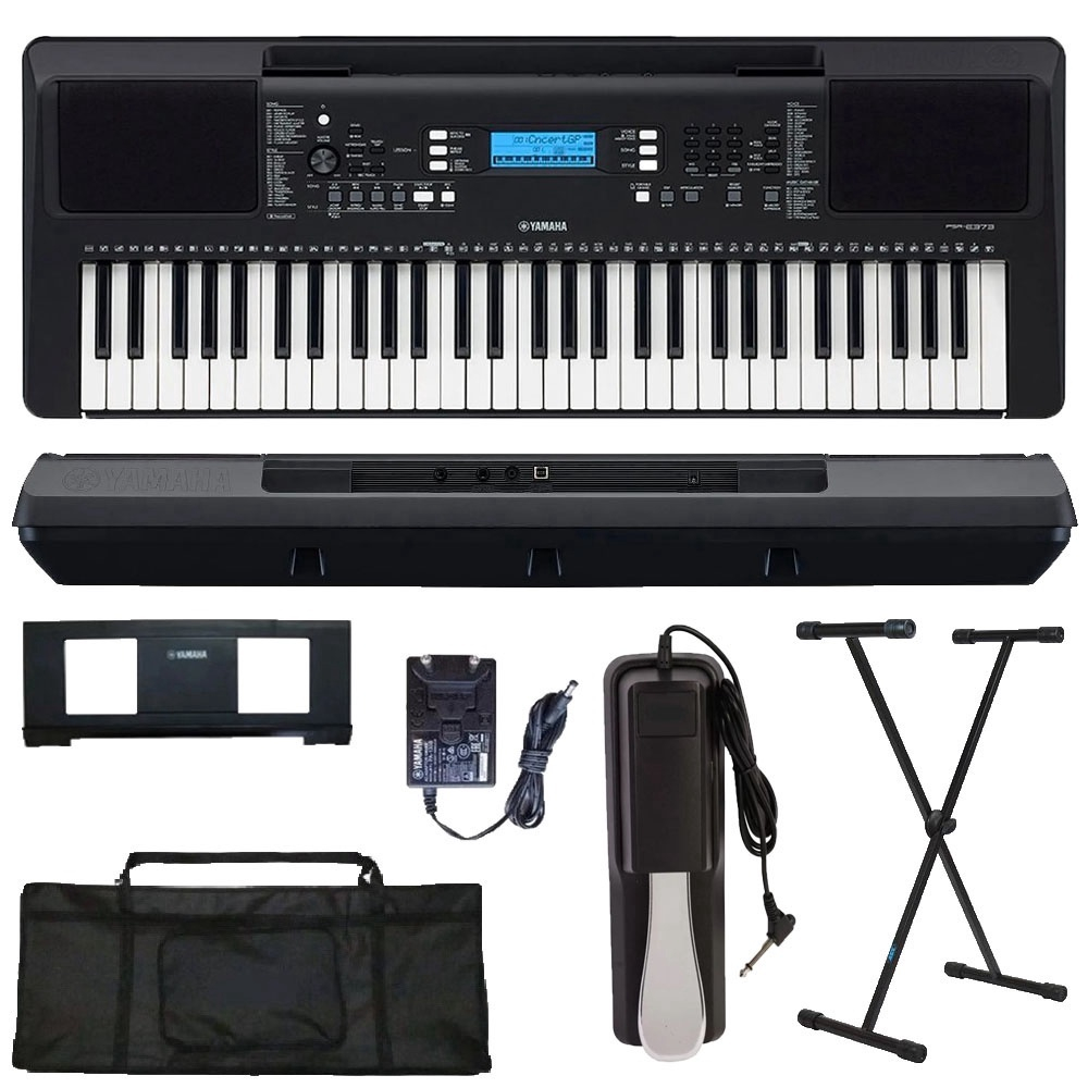 Kit Teclado Arranjador Yamaha Psr-e373 C/ Capa Suporte e Pedal Sustain