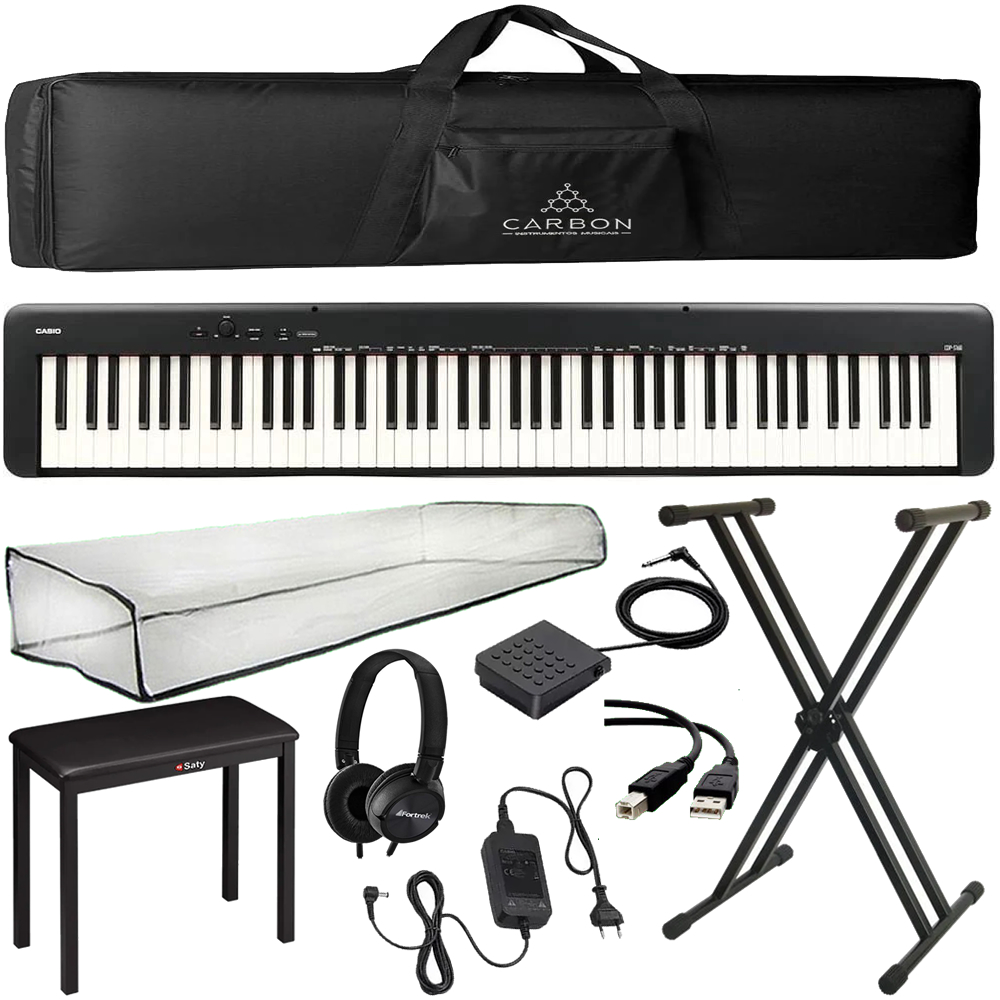 Kit Piano Digital Casio CDP-S160 BK Stage 88 Teclas Preto Tx05